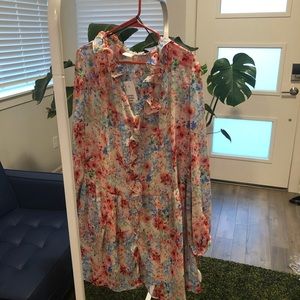 Floral Flounce Dress with Tie